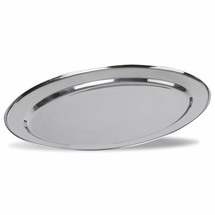 COM-FOUR Plateau de service en acier inoxydable - plateau rond pour servir et décorer - plateau de service brillant (1 pièce - environ 33 cm avec