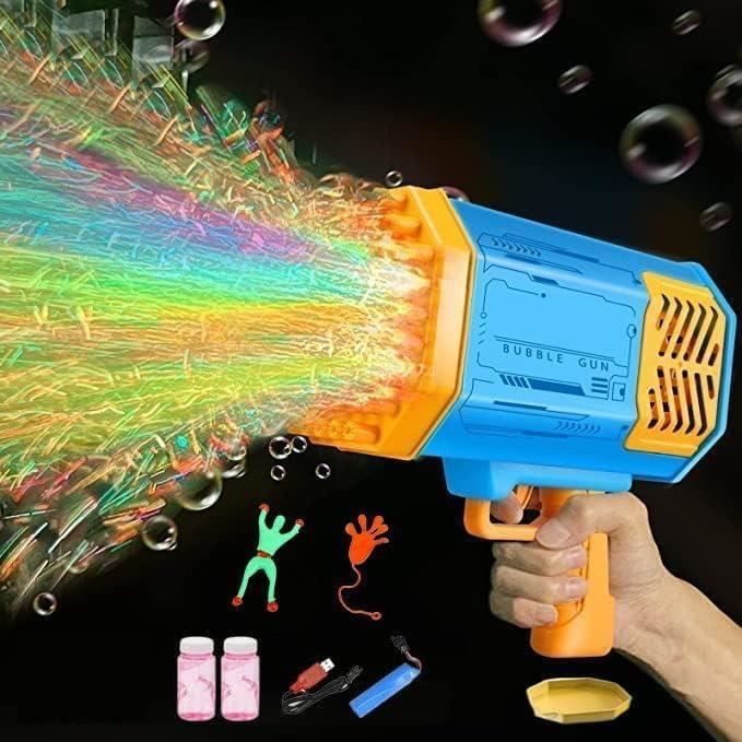 Pistolet A Bulle De Savon Electrique Rechargeable-69Trous Bulles Riches-Led,Bazooka Enfant 