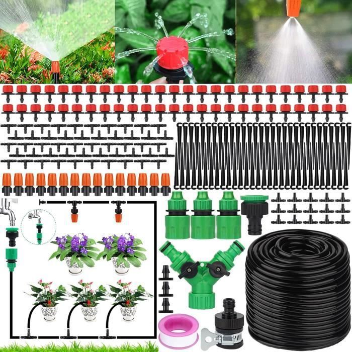 Snarflun Kit Irrigation Goutte-à-Goutte 201 Pièces + 50m Tuyau – Arrosage Automatique Économe Jardin, Pot, Serre