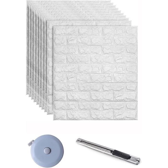 40 pièce Papier Peint 3D Brique Adhesif Mural, 38 X 35 cm PVC Pierre Autocollant Mural, Panneau Revetement Mural Decoratif,Noir - Bricolage