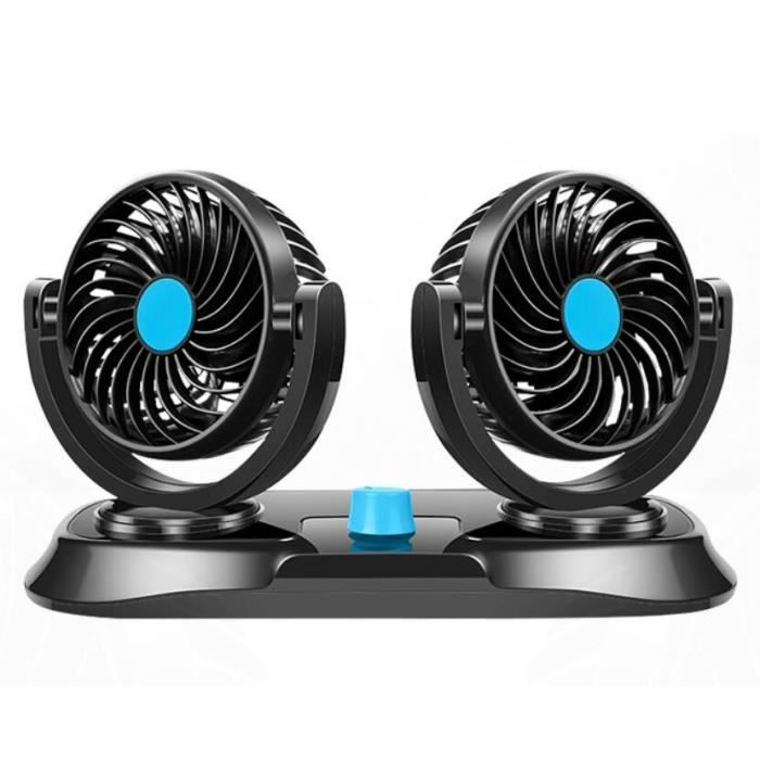 Ventilateur USB Double Tête Ventilateurs Rotation 360° 180° Réglable 3 Vitesses pour Voiture / Tableau / Bureau / Chambre / Pêche / Voyage - Swarey