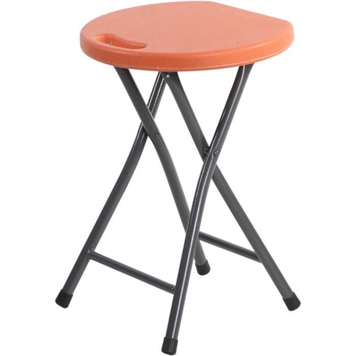 Tabouret Pliant Avec Dossier 61cm - Portable Noir Et Argent Pour Cuisine, Bar, Jardin - Pas De Montage