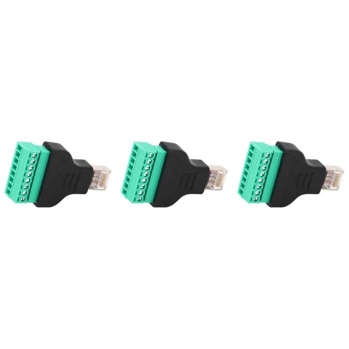Lot 4 Adaptateurs RJ45 Vers Bornier à Vis - 2,54mm - Connecteur Ethernet Femelle - Pour CCTV DVR