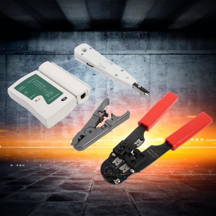 Kit Complet Testeur Réseau MAYLINE RJ45 RJ11 RJ12 Cat7 Cat6 - Outils Sertissage Professionnel