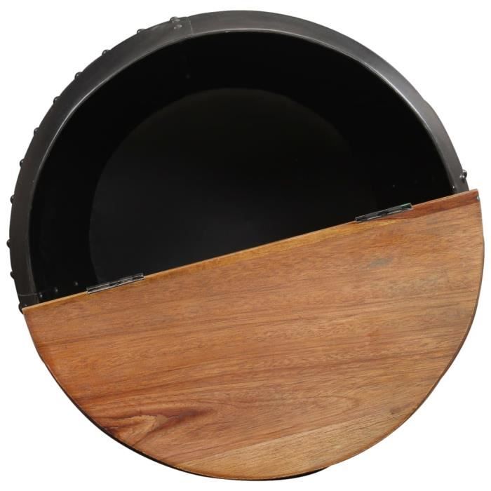 Table basse en bois de récupération massif - VINGVO - Vintage - Noir - Laqué