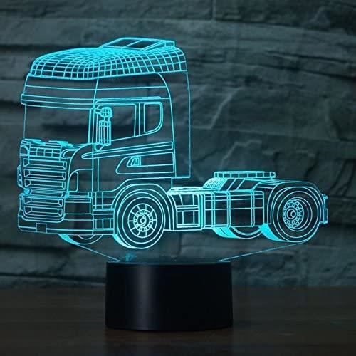 3D Camion Tracteurs LED Lampe d'illusion Optique veilleuse 3D Décoration Chambre Lampe de bureau à télécommande tactile 7 couleurs - Maison