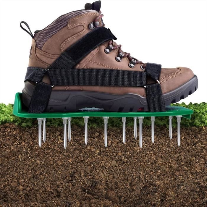 G-BAR Aérateur De Sol 26 Clous Avec 3 Sangles Réglables - Chaussures Pour Aérer Pelouse Et Gazon