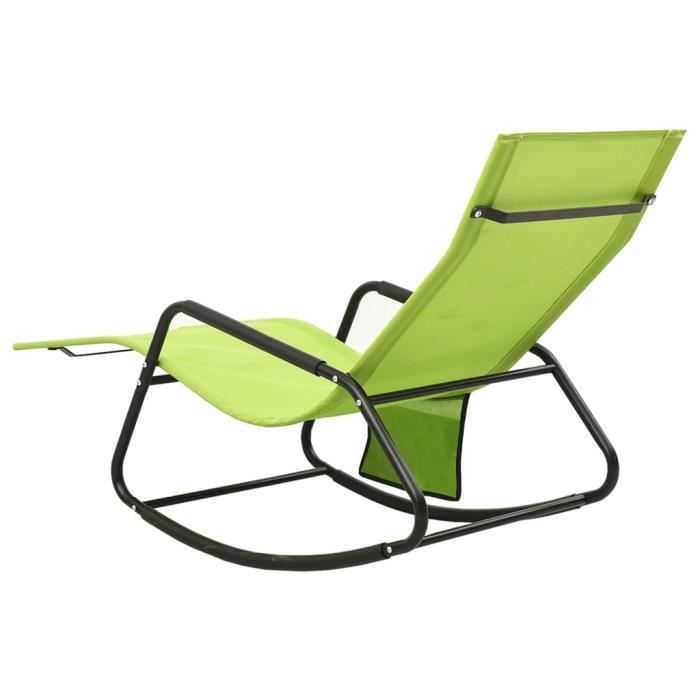 wxs - sièges de jardin - chaise longue acier et textilène vert - yosoo - dx1375