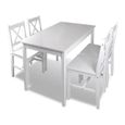HOT®6921 Ensemble de salle à manger 5 pcs:Table avec chaise Blanc-1