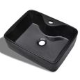Vasque carrée en céramique Noir - VIDAXL - Design moderne et élégant - A poser - 40 cm-1
