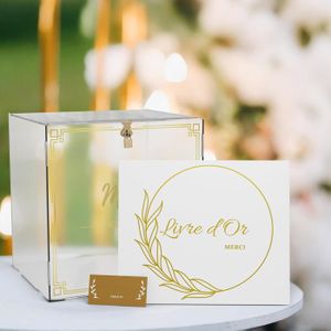 Urne Mariage En Verre Et Or - Boîte à Enveloppes Personnalisable 13x21x21cm