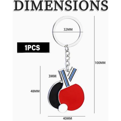Porte-clés Tennis De Table Humkopnl - Pendentif Raquette Ping-Pong Acier - Cadeau Sportif Original
