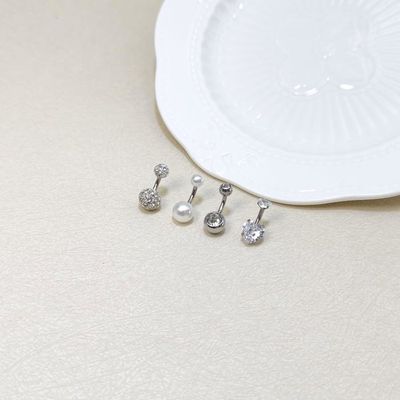 Lot De 3 Piercings Nombril Acier Chirurgical 10mm - Forme Cœur, Papillon, Pendentif | Tige 14G (1.6mm), Boule 5mm