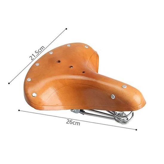 Selle De Vélo De Montagne Riloer - Siège Cuir De Vachette Vintage Avec Ressorts, Style Classique Noir