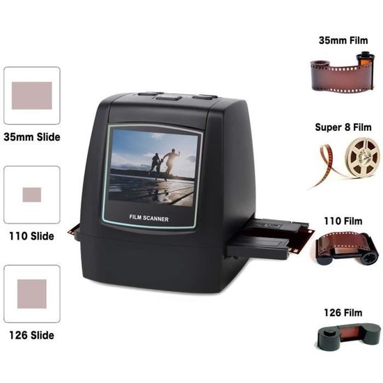 HD 22 MP Photo & Scanner de Diapositives et Négatifs 35 mm,110 Films/Photos  Multifonction Scanner, avec Grand écran LCD 5, Convertir des Photos dans