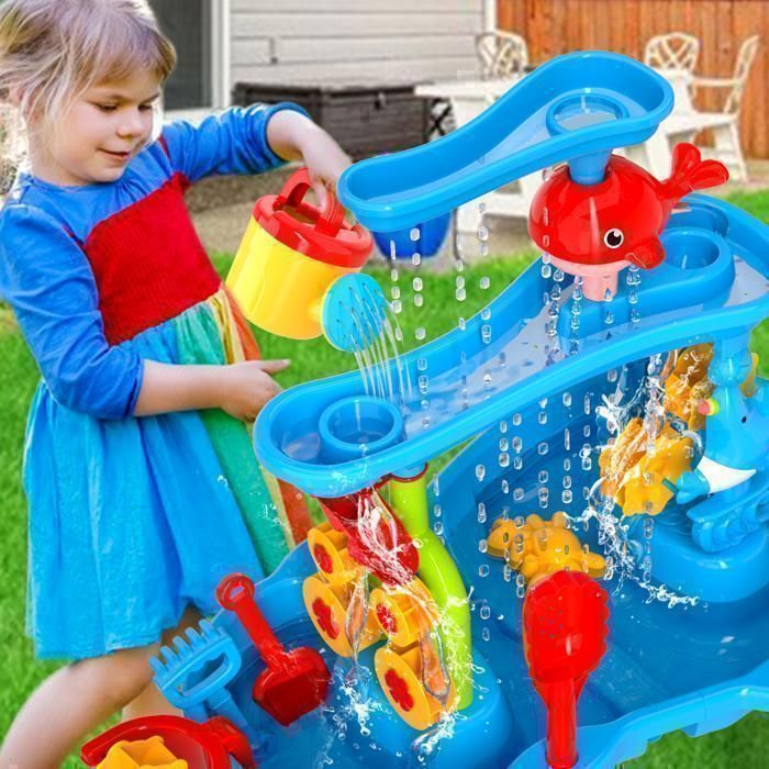 Table à Eau/sable Pour Enfants Avec Pompe électrique - Jeux De Pêche Et D'activités Aquatiques - Dimensions ~54x34x29 Cm - Jouet D'extérieur été