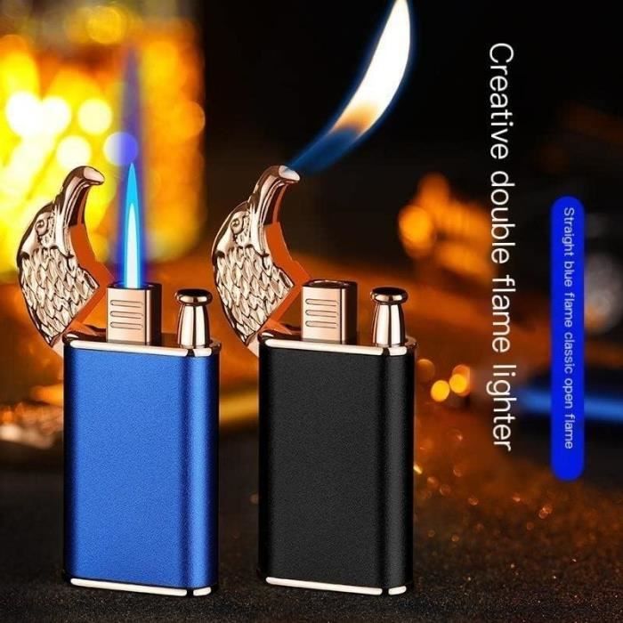 Briquet Long, Briquets Torche En Métal, Mini Briquet Au Butane Fin,  Coupe-Vent, Briquet Flamme Bleu Jet, Cadeaux For Hommes ([u4243]