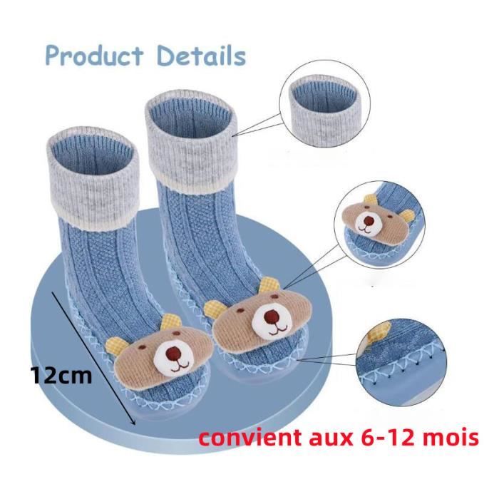 Chaussette enfant chaussette antiderapante bebe fond en silicone chaussette de sol chaude pour garcon fille convient aux 6 12 mois Cdiscount Sante Mieux vivre