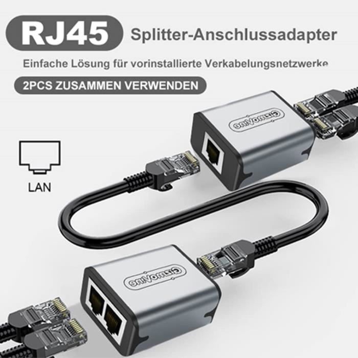 Switch Ethernet,2 pièces hub ethernet 2 Ports RJ45 Métal Gigabit pour Une  Connectivité Simple et Abordable,100Mbps,pour Burea[J576]