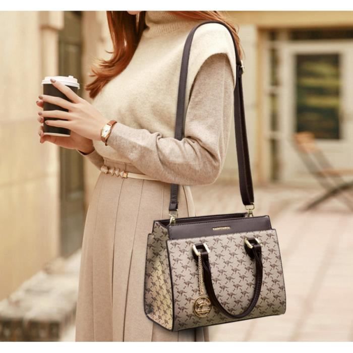 Sac Main Femme Sac Cabas Fourre Tout PU Cuir Multi Poche