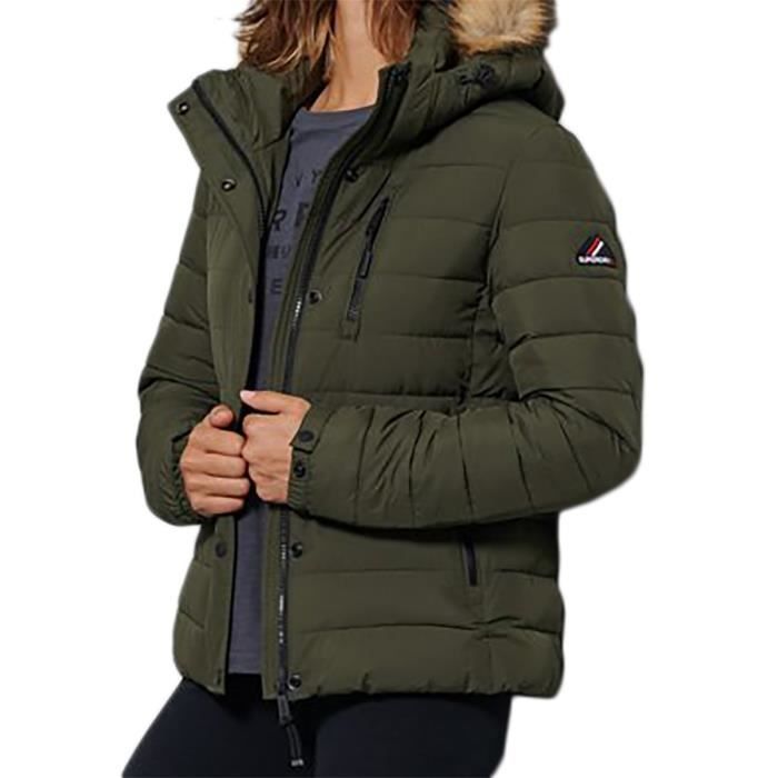 Doudoune SuperDry Classic Faux Fur Fuji Verte Foret Femme Verte