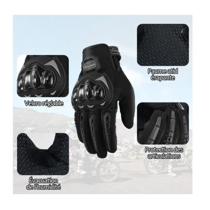Gants De Moto Demi-doigt - Grey - Respirants - Antichocs - VTT - Cuir