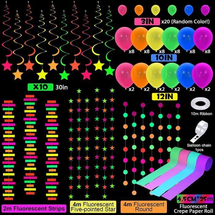 104 Pièces Ballon Fluorescent Dans Le Noir Fluorescentes Lumineux