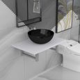 Chic Ensemble Meuble de salle de bain simple vasque + étagère - 2 pcs Meuble Colonne de salle de bain Céramique Blanc &96400-2