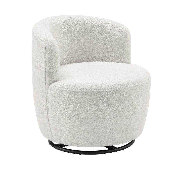 Fauteuil Design Pivotant Edith | 73cm Blanc | Tissu Bouclette Polyester | Paris Prix