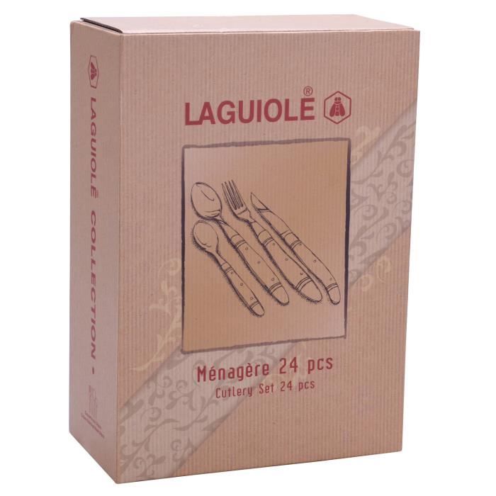Laguiole Production - Ménagère 24 pièces - Set de Couverts de Table Acier  INOX et ABS pour 6 Personnes - Solidité Extrême - Comp168 - Cdiscount Maison