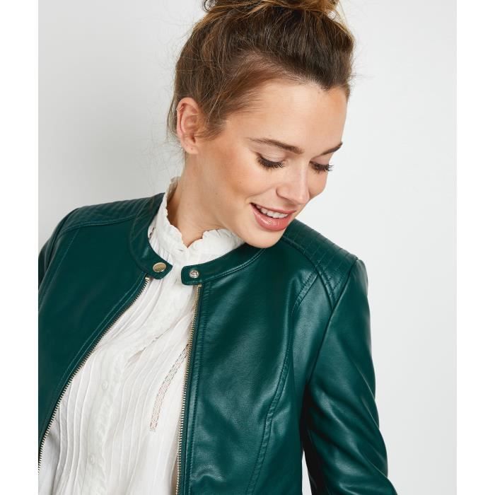 GRAIN DE MALICE Blouson en simili cuir vert femme Green