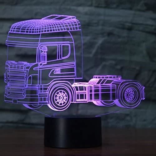 Lampe Led en forme de tête de camion, effet d'illusion 3D, en acrylique,  veilleuse décorative pour chambre à coucher, 16 couleurs, télécommande,  cadeau pour enfant