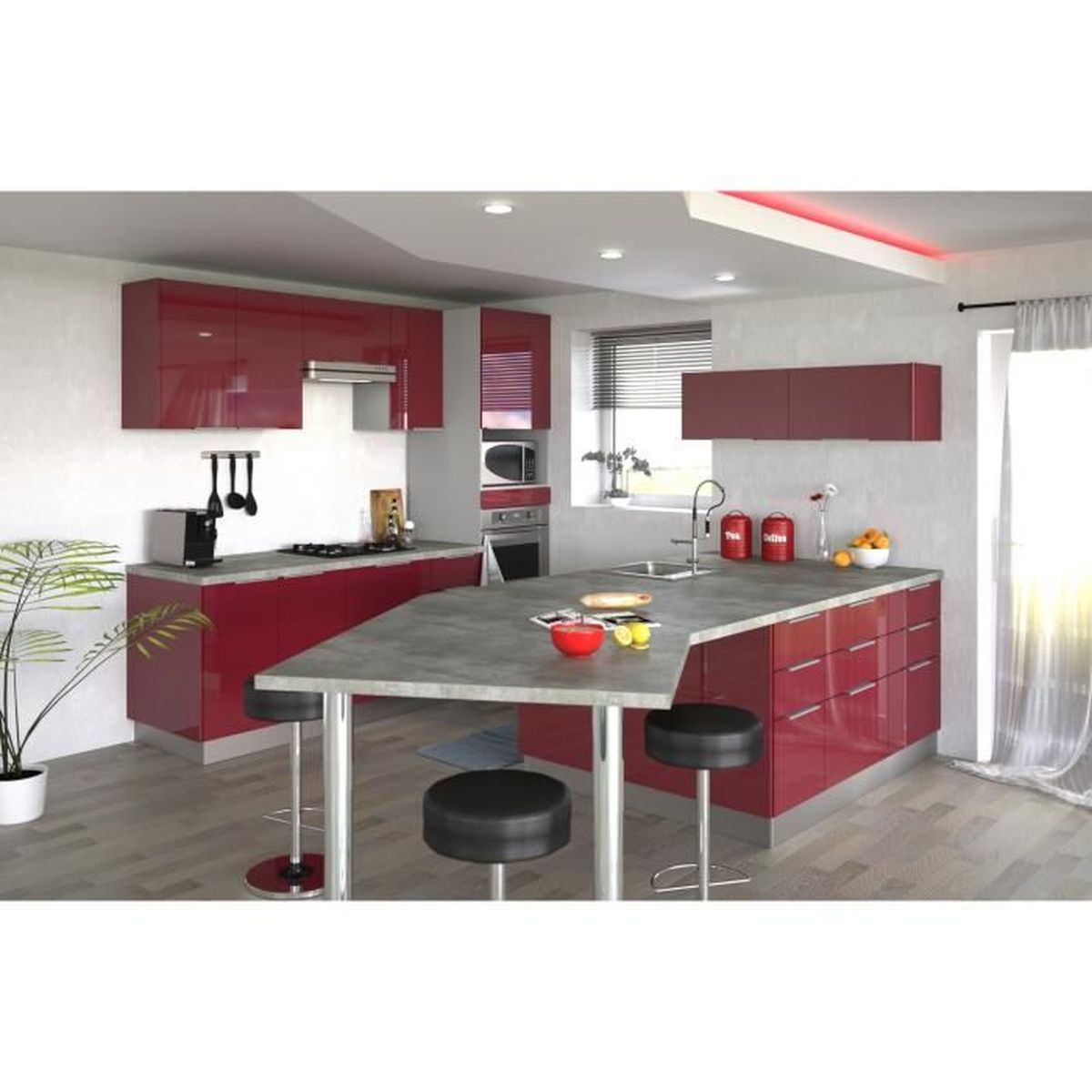 Meuble de cuisine angle haut - 10cm - Rouge - Élément séparé Meuble de cuisine angle haut - 10cm - Rouge - Élément séparé
