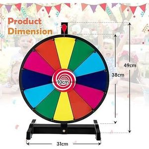 Roue de la fortune à tourner de 30 cm - Roue de la fortune à personnaliser - 12 emplacements - Avec gomme et stylo marqueur - Roue de Gluecksrad pour Roue de la fortune à tourner de 30 cm - Roue de la fortune à personnaliser - 12 emplacements - Avec gomme et stylo marqueur - Roue de Gluecksrad pour