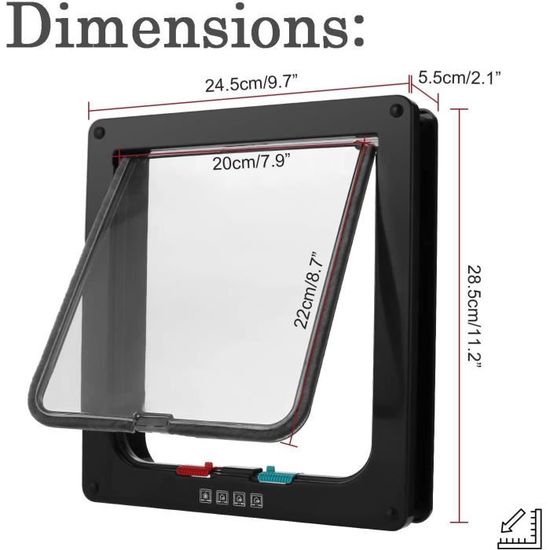 Sailnovo Chatiere Pour Chat Chatiere Magnetique Avec Verrou Rotatif A 4 Voies Pour Chat Xl 28 5 X 24 5 X 5 5 Cm Noir Cdiscount Animalerie