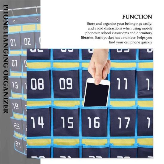 SAVERHO Tableau de poche à 36 poches transparentes pour téléphone portable et calculatrice, tableau de poche à suspendre pour salle de classe avec autocollant numéroté (36 poches SAVERHO Tableau de poche à 36 poches transparentes pour téléphone portable et calculatrice, tableau de poche à suspendre pour salle de classe avec autocollant numéroté (36 poches