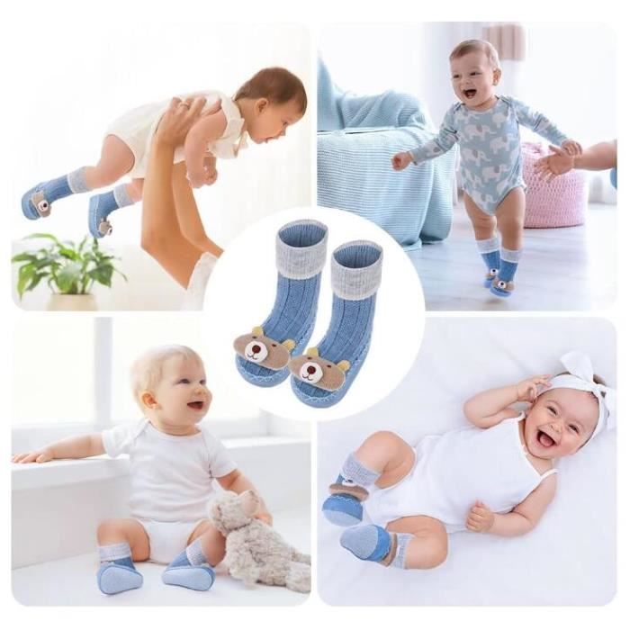 soxo Chaussettes Enfant Chaussette Antiderapante Bebe Cadeau Bébé ABS 3  Paires 6-12 Mois Set 1 : : Mode