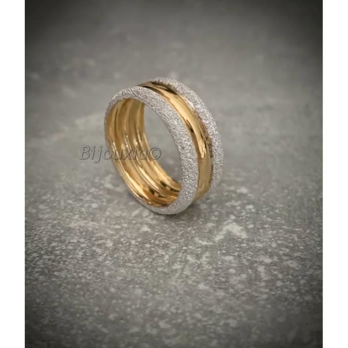 Bague Plaqué Or Ajourée Avec Strass Bicolores - Taille 54 - Occasion