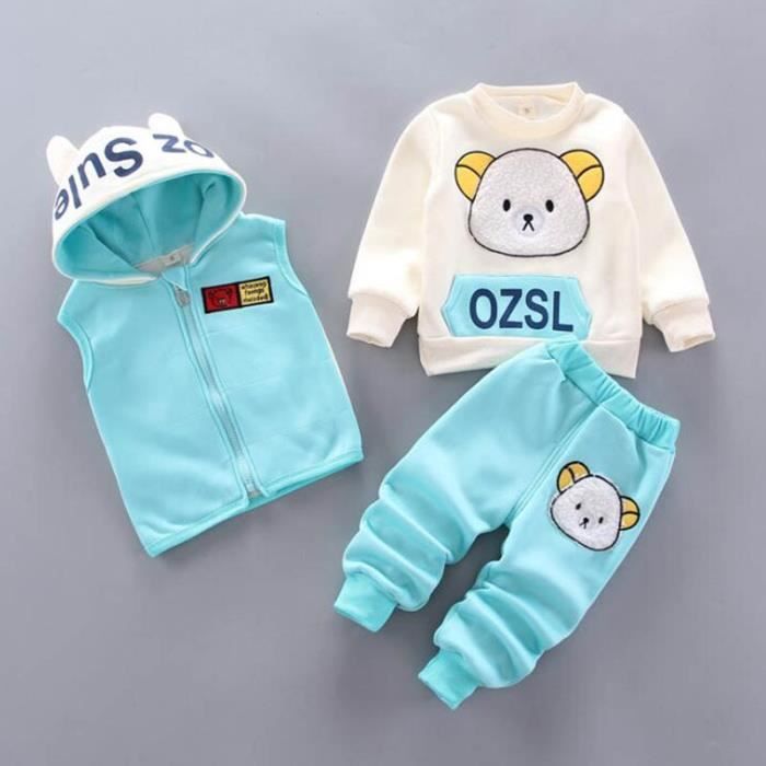 Pyjama 2 Pièces Polaire Pour Enfants 4-12 Ans - Veste Zippée Et Pantalon, Chaud, Doux, Unisexe - 3