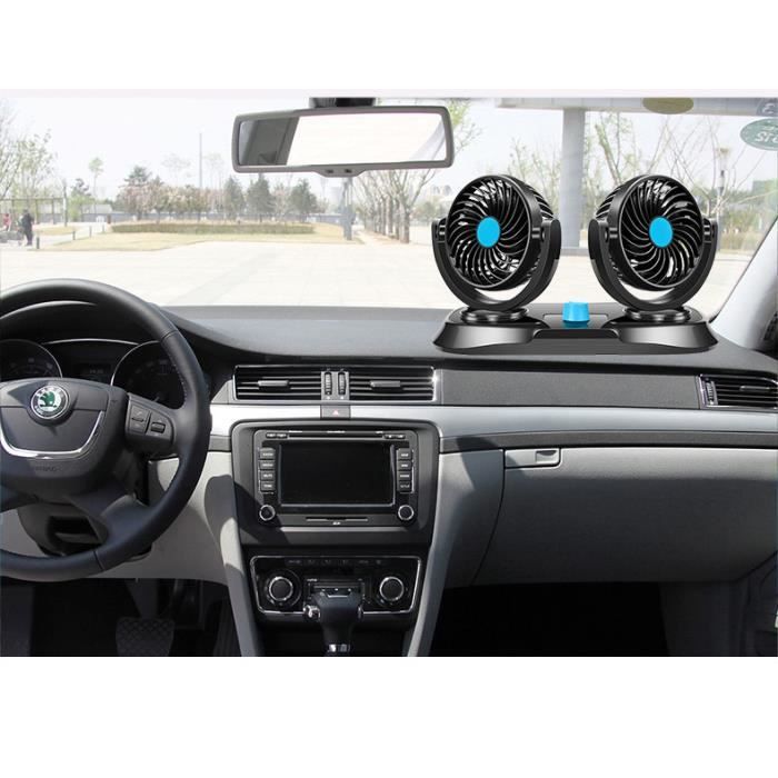 USMEI Ventilateur De Voiture à Double Tête, Ventilateur 12/24V De Voiture Portable USB, Mini