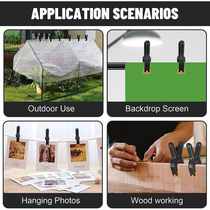 10 Pièces Pinces Plastique à Ressort - Pince Bricolage Pour Photo, Bois Et Artisanat (Noir)