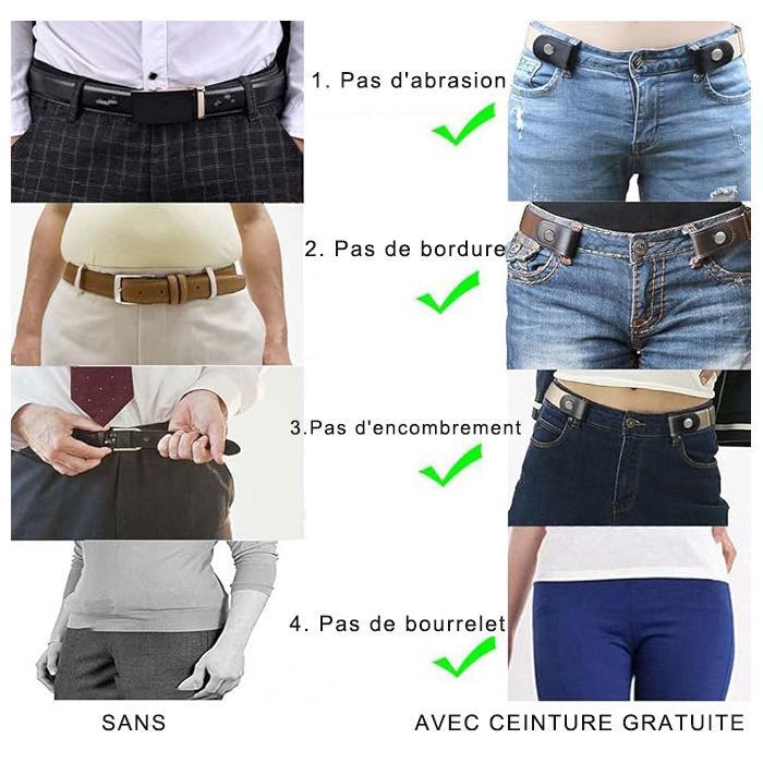 Ceinture Élastique Invisible Sans Boucle Pour Jeans Sans Renflement