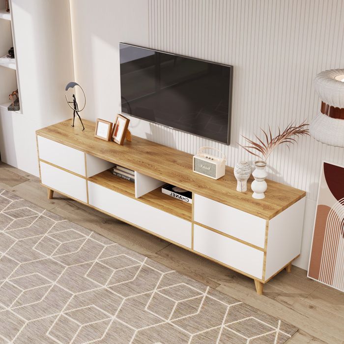 Meuble TV Blanc Bois Meuble De Salon Style Moderne Et Minimaliste meuble-tv-blanc-bois-meuble-de-salon-style-moderne-et-minimaliste