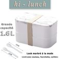 1.6L Grande Capacité Boîte Lunch Motif de Marbre de Mode | Micro-Ondes & Lave-Vaisselle | Boîte Déjeuner Adultes ou Enfants Premium-0