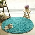 100cm Tapis Salon carpet tapis chambre Rond Tapis Shaggy Yoga Moquette Anti-dérapage Absorbant décoration Velours diamètre Bleu-0
