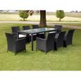 Qualité luxe© | Mobilier à dîner de jardin & Ensemble de 1 table avec 8 chaises & et coussins Résine tressée Noir |487498-0