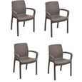 Dmora SET de 4 chaises empilables effet rotin, Made in Italy, 60x54x82, couleur marron-0