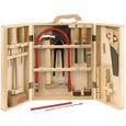 Mallette Coffret a outils en bois avec accessoires 16 pieces Boite outillage Tool Box Jeu d imitation Jouet enfant 8 ans et plus-0
