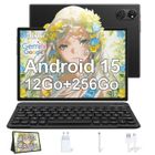MICREAR Android 15 Tablette 10.1 Pouces, 12Go+256Go(1To TF，MTK6750 Octa-Core, WiFi 6/BT 5.0/6000mAh /8MP+5MP/Widevine L1, Noir