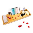 BRAND Set Accessoires Salle De Bain U7LEE Plateau de bain en bambou avec fente pour verre à vin et support de livre et tablette pour smart